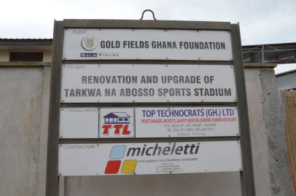 Work on T&A Sports Stadium by Gold Fields 73% complete
