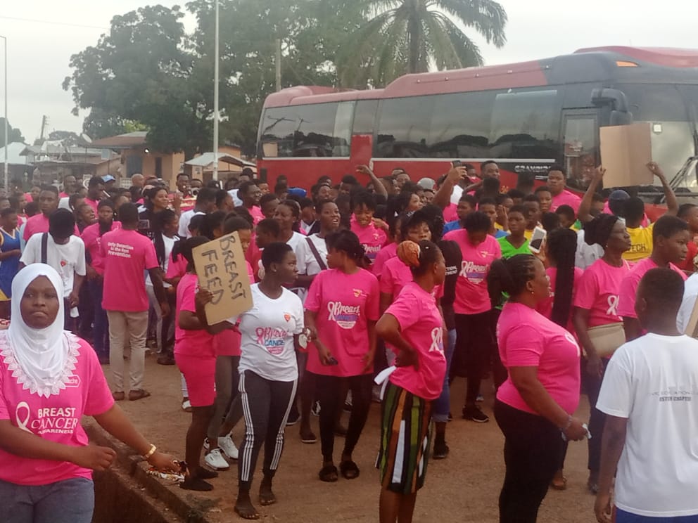 Hundreds walk for breast cancer awareness at Dambai