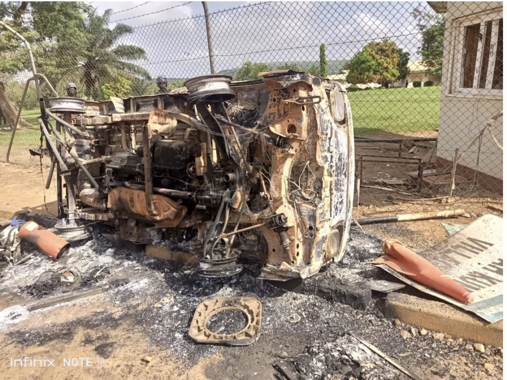 One of the burnt mini trucks belonging to Newmont Ahafo Mine.