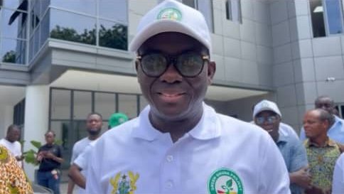 Godfred Dame leads tree planting at Law House