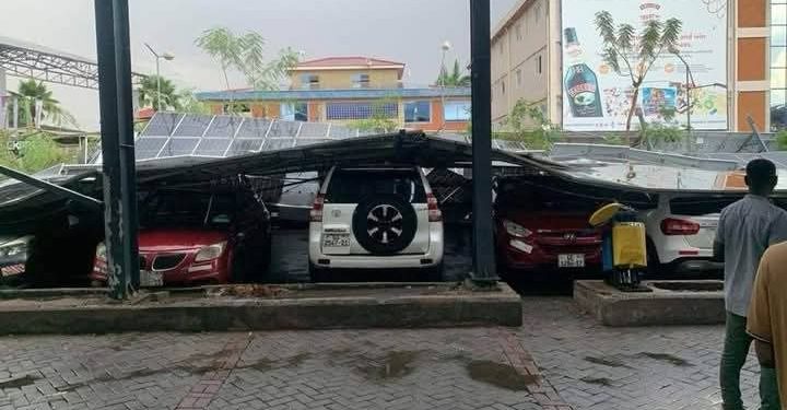 Heavy rains cause solar panel collapse at A&C Mall; damaging over 80 vehicles