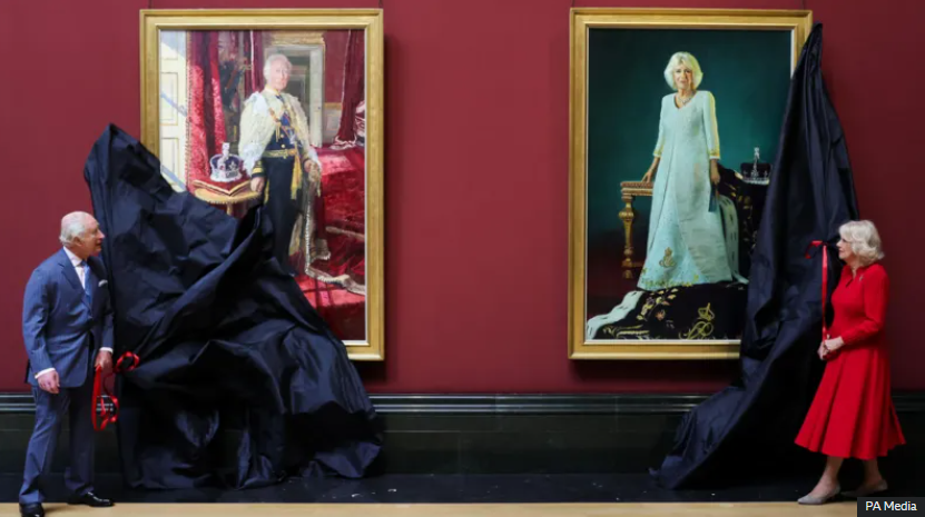 King Charles III and Queen unveil Coronation portraits