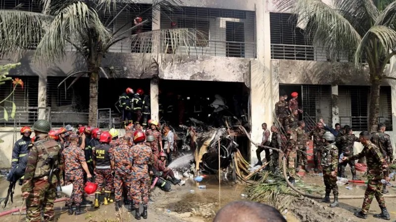At least 19 dead as air force jet crashes into Bangladesh school