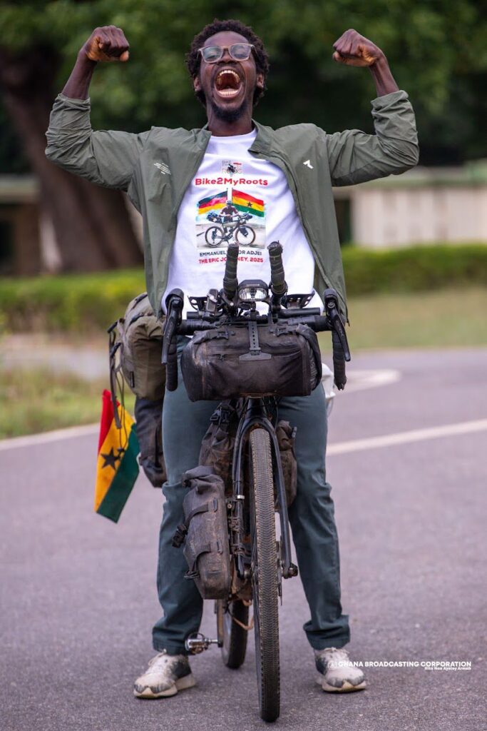 Ghanaian Sports Scientist cycles for 103 days, raising $20,000 for Teshie community library