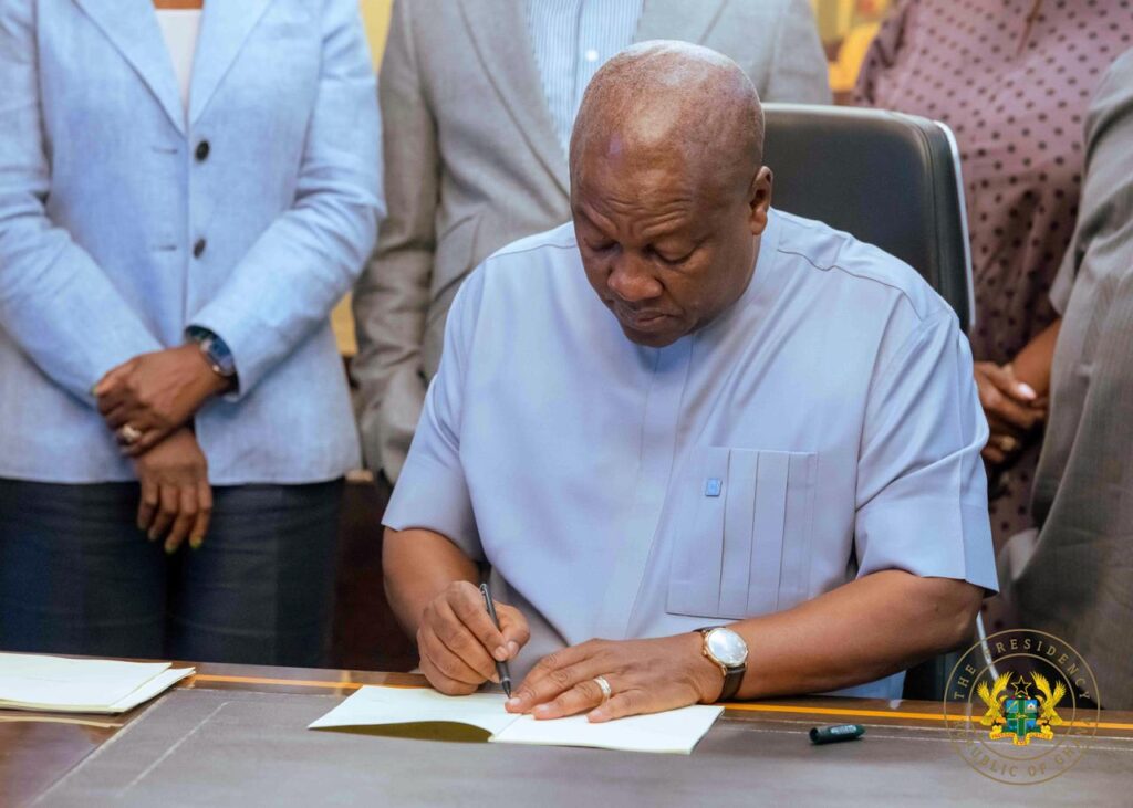 President Mahama assents to five key bills on Security, Education and Economy