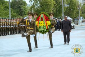 President Mahama arrives in Belarus, lays wreath at Victory Monument