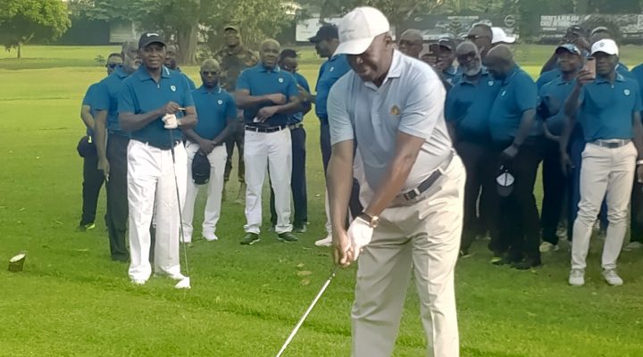 Otumfuo Osei Tutu II teeing off the golf championship